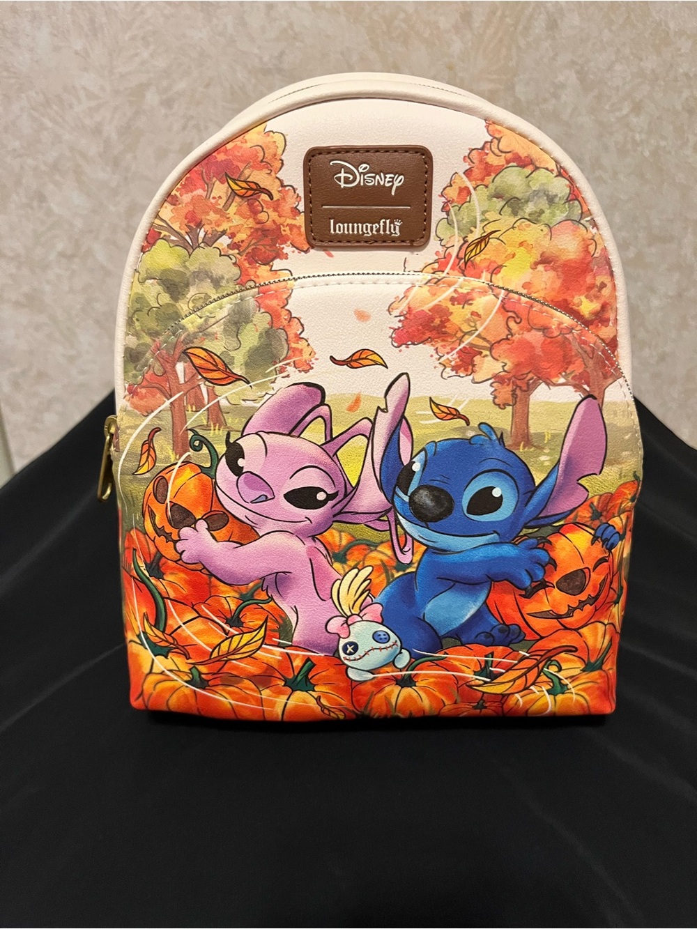 Loungefly Lilo & Stitch Autumn Pumpkin Mini Backpack - Pink, Blue & Orange